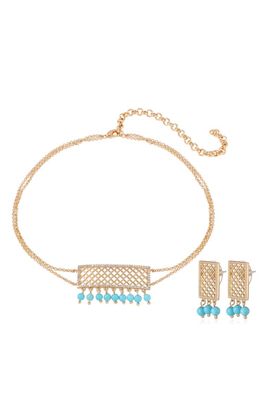 JUNEBERRY Turquoise Choker & Earrings Set