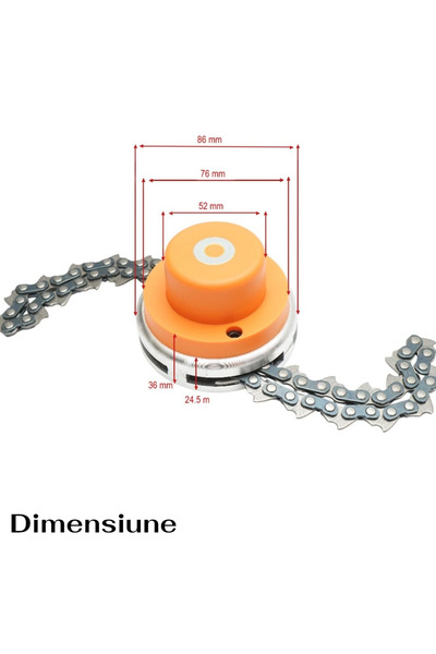 OEM Cap tambur motocoasa, cu lant, universal, filet M10 X 1.25mm, dinti drujba + 1 spray curatat lant