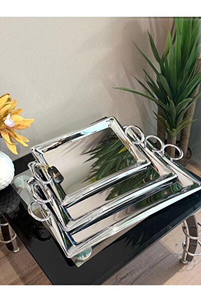 aljahwari 3-piece silver serving tray set