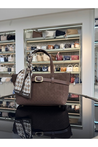 KRISTE BELL Imported Leather Bag with Scarf