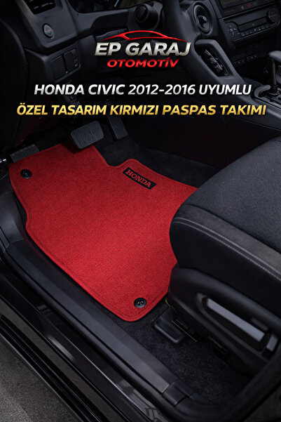 EP GARAJ OTOMOTİV HONDA CİVİC 2012-2016 MODEL UYUMLU FB 7 KIRMIZI HALI PASPAS