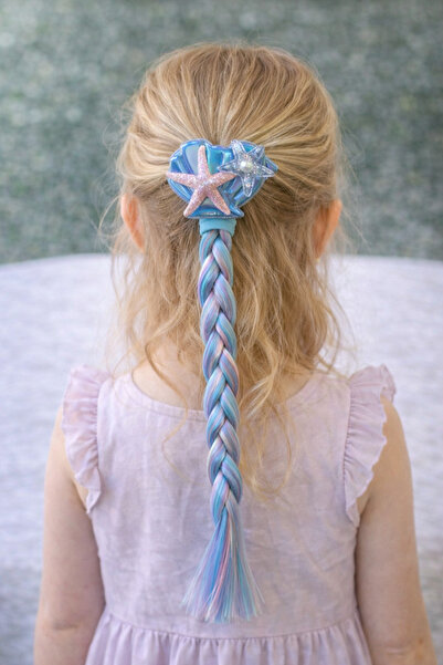 Partifabrik Wig with Hair Clips Mermaid Model Braided Blue