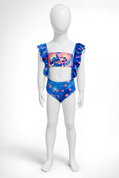 Belya Kids Wear Κοριτσίστικο μαγιό με χαριτωμένο σχέδιο και 5 λεπτομέρειες με...