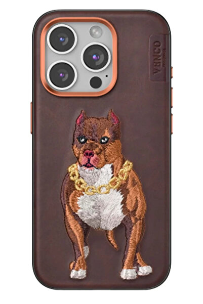 TeknoKapsül غطاء فينكو آيفون 15 برو بيرما منقوش - بني