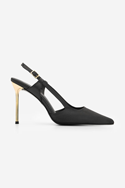 Marjin Жіночі туфлі на шпильках з відкритим задником та боками, золотистий фа...