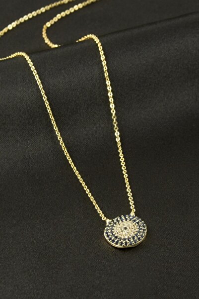 ZERO LAND Nrzsnt Evil Eye Zircon Stone Necklace - (210938) Silver Color