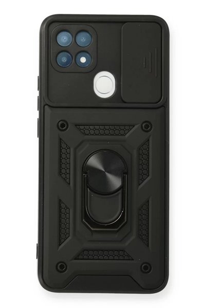 Generic Brand Oppo A15 Case with Pars Lens Ring Silicone - Black