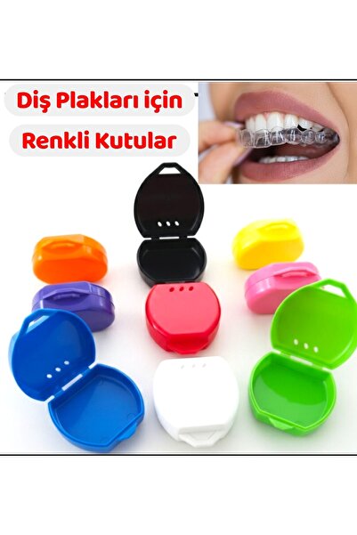 Vulli Gece Plağı Saklama Kabı (2 adet) Şeffaf Plaklar için / Protez Dişler iç...