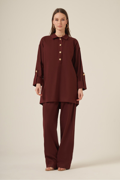 FTZ WOMEN Γυναικείο σετ λινό Tensel Plum 31308