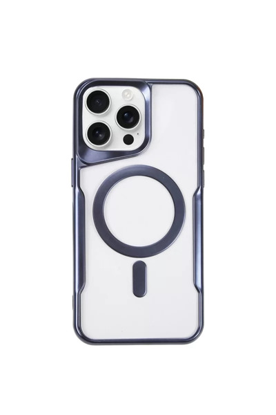 Genel Markalar Newface Apple iPhone 15 Pro Max Kılıf Boyi Magsafe Silikon Kapak - Lacivert