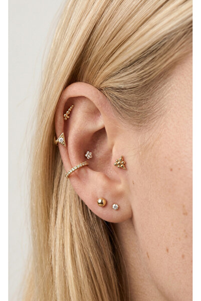 Aktemur Silver 925 Ayar Gümüş Üçgen Tragus Helix Conch Lob Piercing
