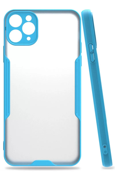 TeknoKapsül حافظة نيو فيس لهاتف آيفون 11 برو ماكس سيليكون بلاتينيوم - أزرق