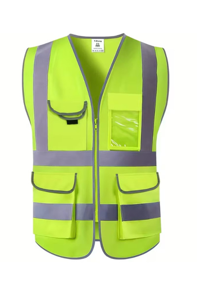Generic High Visibility Safety Vest with Multiple Pockets – Reflective Work V...