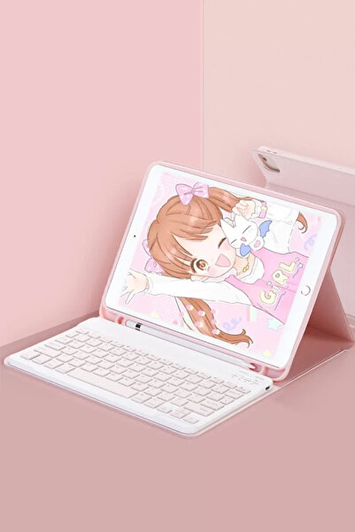 TeknoKapsül حافظة نيو فيس لجهاز ايباد 5 اير 9.7 KC01 مع لوحة مفاتيح ذكية - وردي