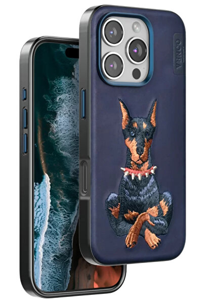 TeknoKapsül غطاء فينكو آيفون 16 برو بيرما منقوش - أزرق داكن