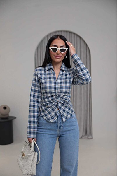 IŞILDA FASHION Işılda agraf detay kareli gömlek