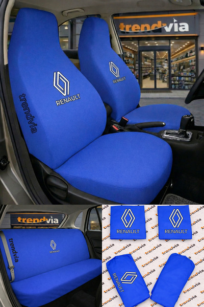 trivexa Renault (Yeni) Logolu Oto Koltuk Kılıfı Ön Arka Set – Penye Universal...