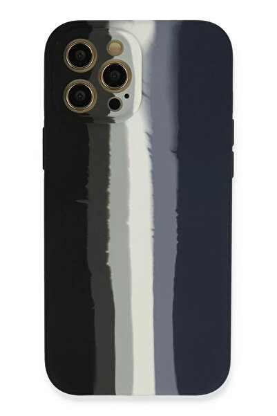 Beta Moda Hub حافظة Newface لهاتف iPhone 12 Pro من السيليكون الرخامي - أسود-كحلي