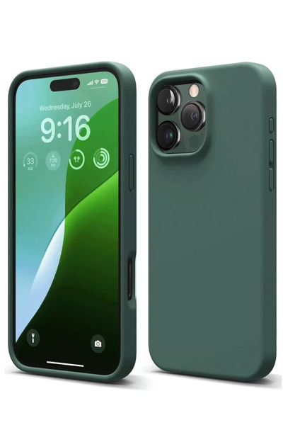 ZEMİRA HOME Newface iPhone 16 Pro Max Case First Silicone - Dark Green