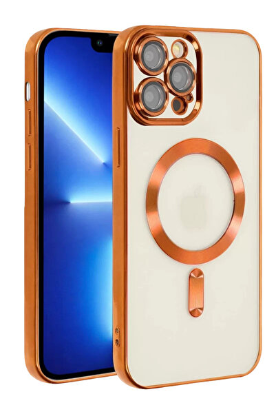 TeknoKapsül غطاء جديد لهاتف آيفون 13 برو من نيو فيس كروس مغناطيسي آمن - برتقالي