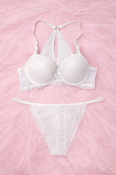 Luvia Lingerie beyaz destekli sırt kısmı kelebek model önden açılan 2'li iç ç...