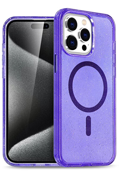 Beta Moda Hub غطاء حماية نيو فيس لآيفون 15 برو ستار ماجسيف - أرجواني