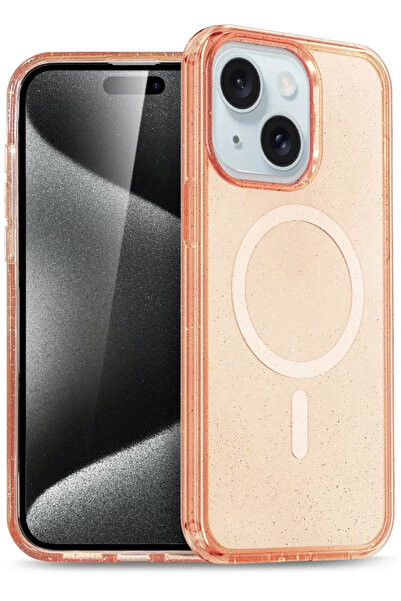 Beta Moda Hub غطاء حماية نيو فيس لآيفون 15 بلس ستار ماجسيف - برتقالي