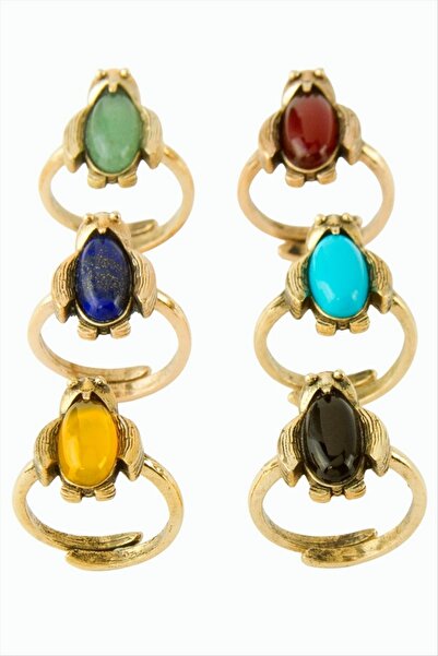 ZERO LAND Nrzsnt Penguin Authentic Ring with Natural Stone - (211220) Green A...