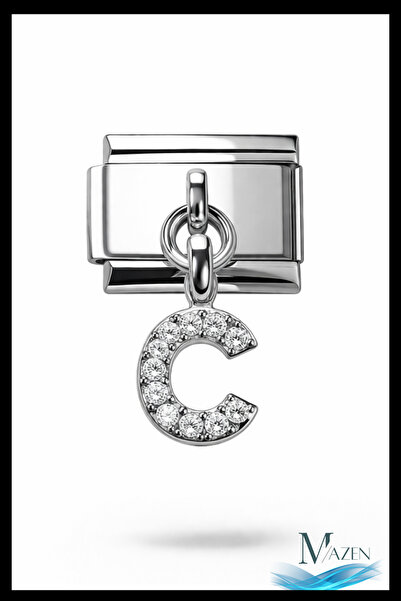 MAZEN Letter C Zircon Stone Italian Charm Bracelet Apparatus |   Steel |   Sh...