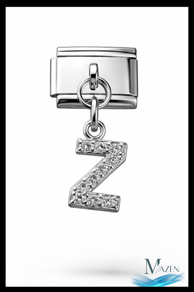 MAZEN Italian Charm Bracelet with Letter Z and Zircon Stone |   Steel |   Shi...