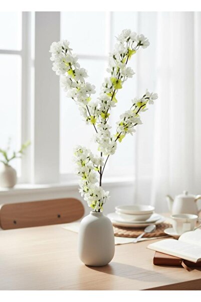 Nettenevime Yapay Çiçek Beyaz Bahardalı Japon Kiraz Çiçeği Erik Dalı 85*30cm ...