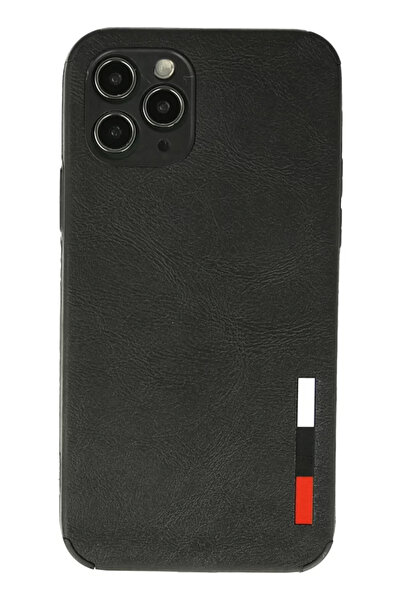 Beta Moda Hub نيوفيس حافظة آيفون 11 برو ماكس بحلقة جلدية سيليكون - أسود