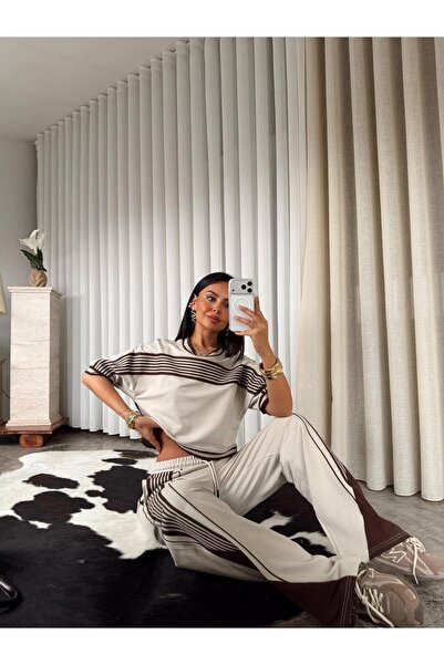 Butik Striped Women's Top and Bottom Set