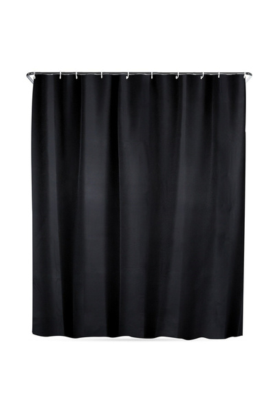 Vilde Perdea de duș impermeabilă cu cârlige, neagră 180 × 180 cm