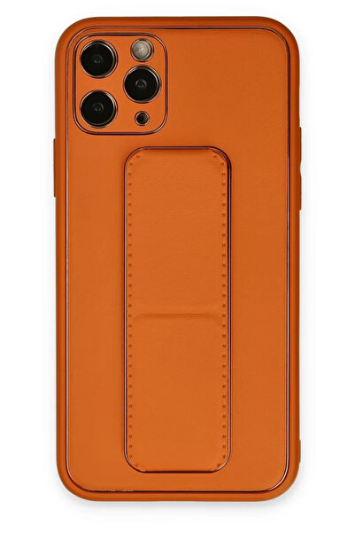 Beta Moda Hub حافظة نيو فيس لهاتف آيفون 11 برو من جلد كوكو مع حامل - برتقالي