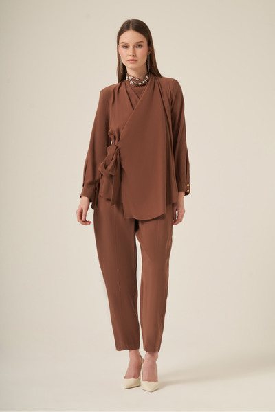 FTZ WOMEN Women's Natural Fiber Collar Stone Set Brown 31316