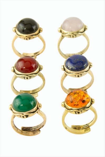 ZERO LAND Nrzsnt Round Natural Stone Authentic Ring (211145) -