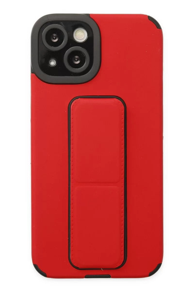 Beta Moda Hub حافظة نيو فيس لهاتف ايفون 14 بلس ميجا ستاند سيليكون - احمر