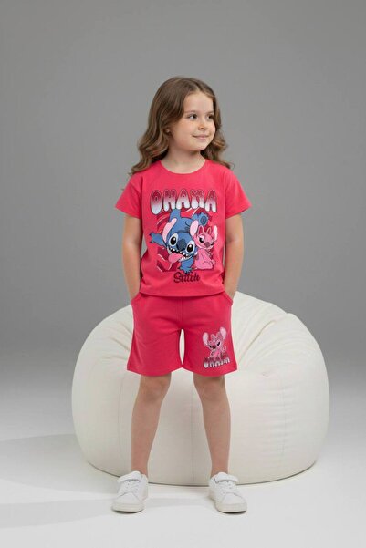 Yağmur Giyim PJKSKTStittcch Κοριτσίστικο κοντομάνικο σετ με σορτς με σχέδια 6588