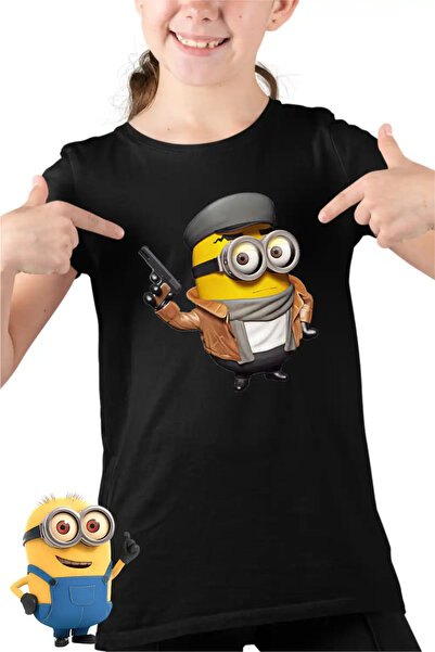 OEM Παιδικό Κοριτσίστικο Μπλουζάκι Μίνιονς Ντεσπιτάμπλ Νουάρ
