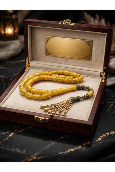 Mareluxe Golden Rosary Altın Parçacıklı Gold Detaylı Metal Püsküllü Premium T...