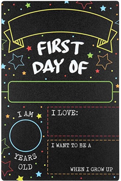 Al Raied ARS® First Day Last Day of School Black Chalkboard Double Sided Sign...