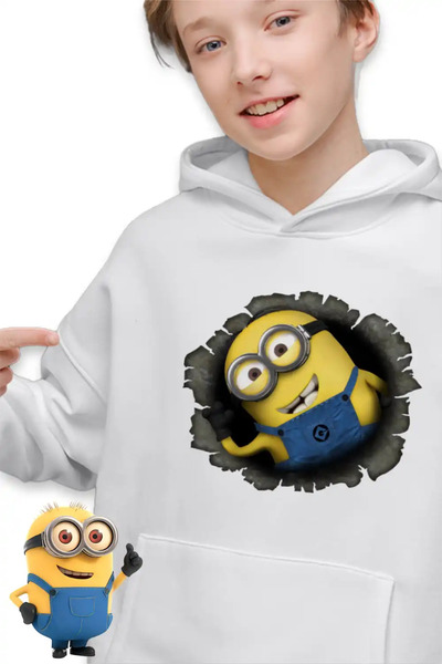 OEM Детски суичър за момчета с Миньони от  "Аз, проклетникът " с изскачащ ефект