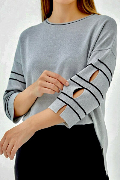 Bİ.GİYSEN Women's Giri̇ Crew Neck Top and Skirt with Slits, Lycra, Soft Textu...