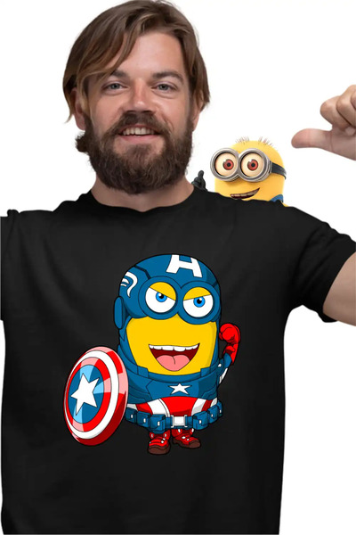 OEM Ανδρικό T-shirt Μίνιονς Κάπτεν Αμέρικα Απαισιότατοι