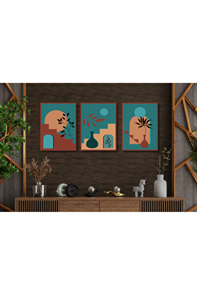 M&H Quality Set de picturi boeme moderne din 3 piese – Vază cu aspect de ramă...