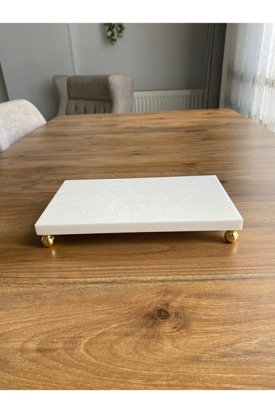 Nexa Doğaltaş Ayaklı Mermer Sunumluk ve Yağdanlık Altlığı – 25x15 cm Dikdörtg...