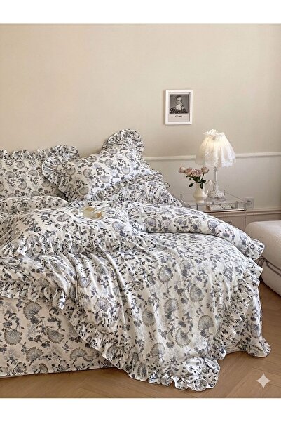 EVA Set cuvertură de pilota cu volane și model Queen, pentru pat dublu / fără...