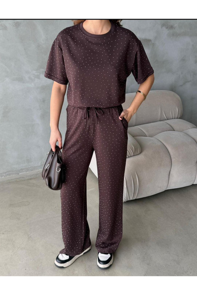 H&E LUXURY DESIGN Women's Stone Detailed Comfortable Fabric Set