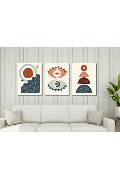 M&H Quality Set de picturi boeme moderne din 3 piese – Vază cu aspect de ramă...